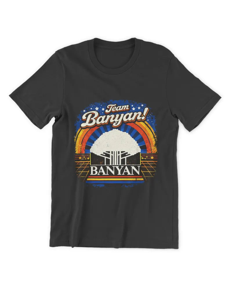 Team Banyan Retro IT T-Shirt with legacy networking design on unisex cotton crew neck tee