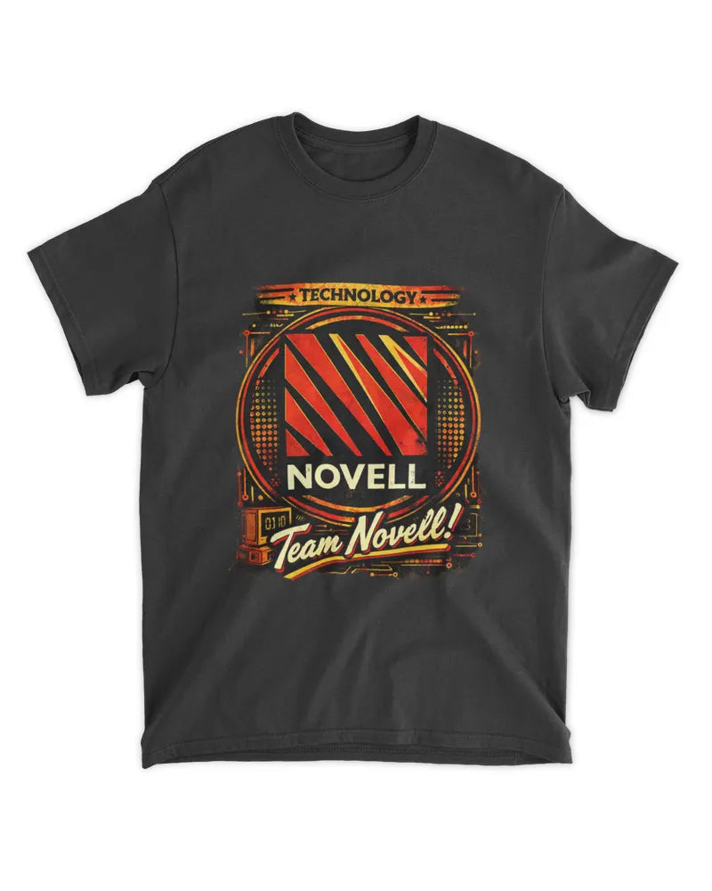 Team Novell Retro IT T-Shirt with NetWare-themed graphic on a preshrunk cotton tee for sysadmins and retro tech fans