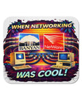 When Networking Was Cool retro IT mousepad with polyester top and black neoprene backing